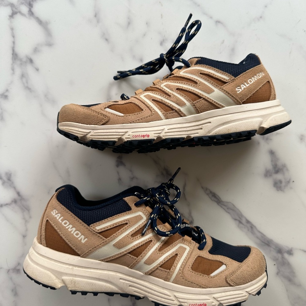 Salomon Beige and Navy Athletic Shoes